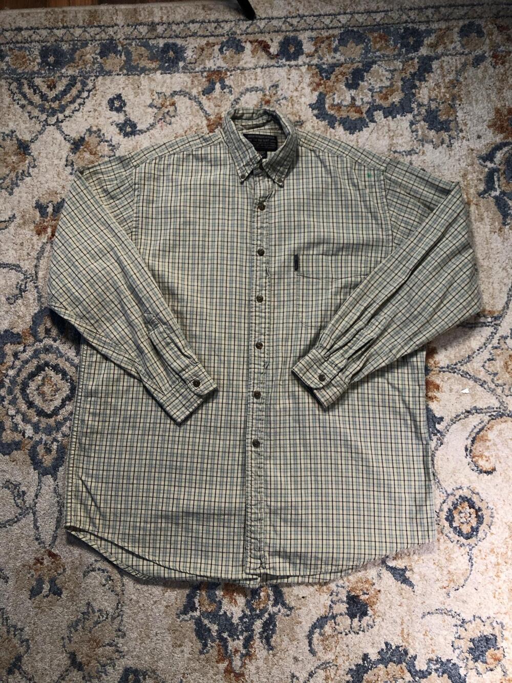 Abercrombie & Fitch Shirt Mens M Green Plaid Long Sleeve Button Down Big Shirt